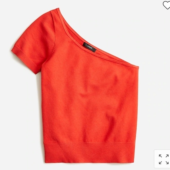 NWT J. Crew Red One Shoulder Short Sleeve Sweater - Picture 5 of 6